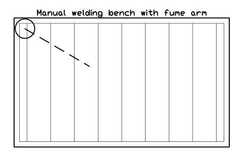 Vista previa del símbolo Manual welding bench with fume arm, bloque FPL_WELD_BENCH