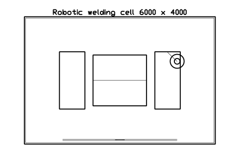 Vista previa del símbolo Robotic welding cell 6000 x 4000, bloque FPL_WELD_ROBOT_CELL_L