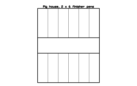Aperçu du symbole Pig house, 2 x 6 finisher pens, bloc FRM_PIG_HOUSE_ROW
