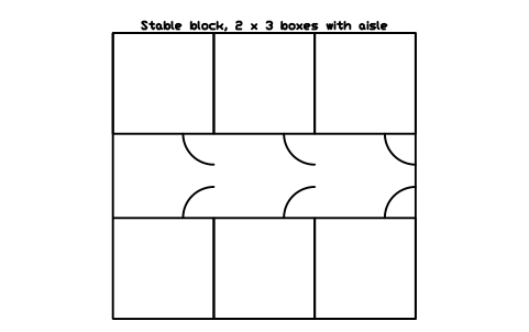 Aperçu du symbole Stable block, 2 x 3 boxes with aisle, bloc FRM_STABLE_BLOCK_6