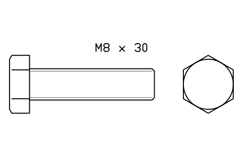 Hex head bolt ISO 4017 M10 x 40 sembolünün önizlemesi, blok FAS_ISO4017_M10X40