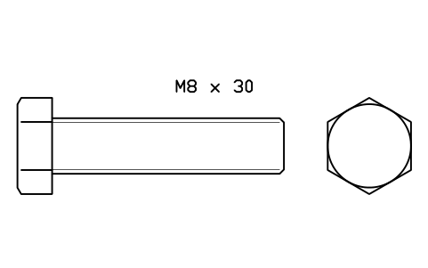 Hex head bolt ISO 4017 M12 x 50 sembolünün önizlemesi, blok FAS_ISO4017_M12X50