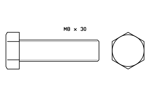 Hex head bolt ISO 4017 M16 x 60 sembolünün önizlemesi, blok FAS_ISO4017_M16X60
