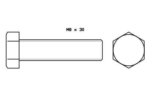 Hex head bolt ISO 4017 M20 x 80 sembolünün önizlemesi, blok FAS_ISO4017_M20X80