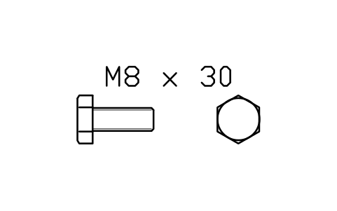 Hex head bolt ISO 4017 M3 x 8 sembolünün önizlemesi, blok FAS_ISO4017_M3X8
