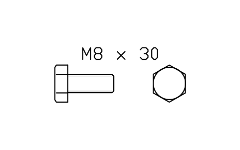 Hex head bolt ISO 4017 M4 x 10 sembolünün önizlemesi, blok FAS_ISO4017_M4X10