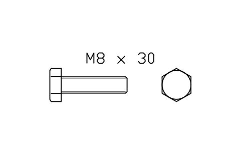 Hex head bolt ISO 4017 M4 x 16 sembolünün önizlemesi, blok FAS_ISO4017_M4X16