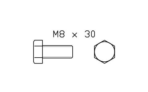 Hex head bolt ISO 4017 M5 x 12 sembolünün önizlemesi, blok FAS_ISO4017_M5X12