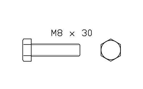 Hex head bolt ISO 4017 M5 x 20 sembolünün önizlemesi, blok FAS_ISO4017_M5X20