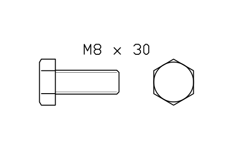 Hex head bolt ISO 4017 M6 x 16 sembolünün önizlemesi, blok FAS_ISO4017_M6X16