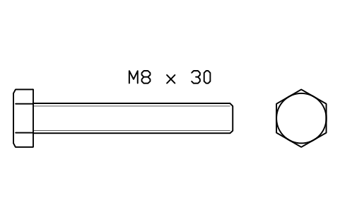 Hex head bolt ISO 4017 M6 x 40 sembolünün önizlemesi, blok FAS_ISO4017_M6X40