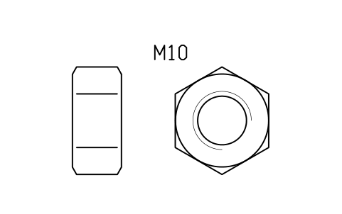 Hex nut ISO 4032 M10 sembolünün önizlemesi, blok FAS_ISO4032_M10