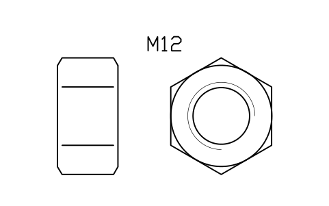 Hex nut ISO 4032 M12 sembolünün önizlemesi, blok FAS_ISO4032_M12
