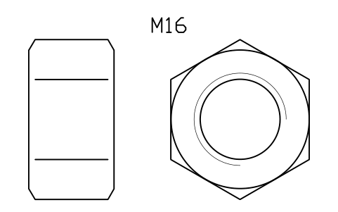 Hex nut ISO 4032 M16 sembolünün önizlemesi, blok FAS_ISO4032_M16