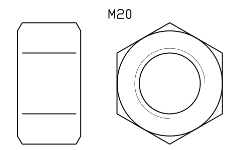 Hex nut ISO 4032 M20 sembolünün önizlemesi, blok FAS_ISO4032_M20