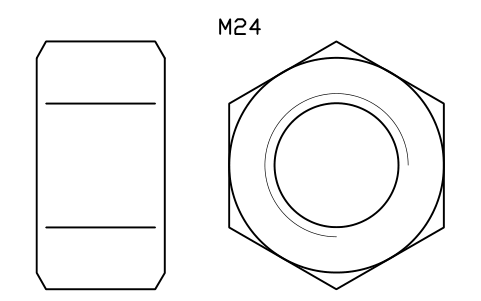 Hex nut ISO 4032 M24 sembolünün önizlemesi, blok FAS_ISO4032_M24