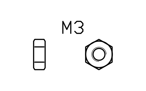 Hex nut ISO 4032 M3 sembolünün önizlemesi, blok FAS_ISO4032_M3