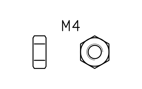 Hex nut ISO 4032 M4 sembolünün önizlemesi, blok FAS_ISO4032_M4