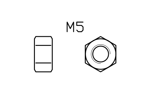 Hex nut ISO 4032 M5 sembolünün önizlemesi, blok FAS_ISO4032_M5