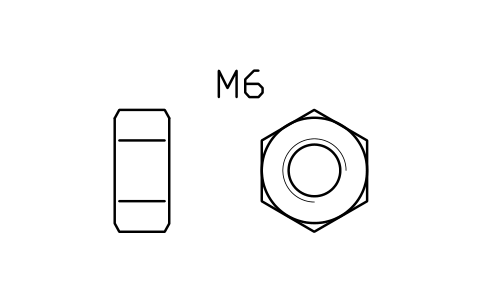 Hex nut ISO 4032 M6 sembolünün önizlemesi, blok FAS_ISO4032_M6