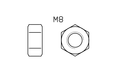 Hex nut ISO 4032 M8 sembolünün önizlemesi, blok FAS_ISO4032_M8