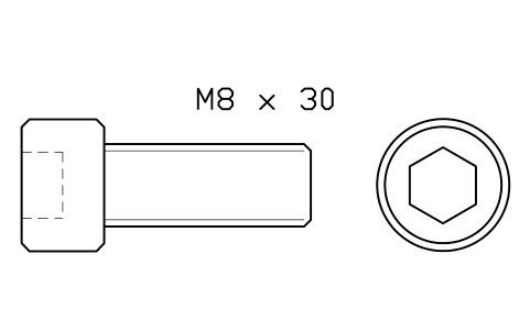 Socket head cap screw ISO 4762 M10 x 25 sembolünün önizlemesi, blok FAS_ISO4762_M10X25