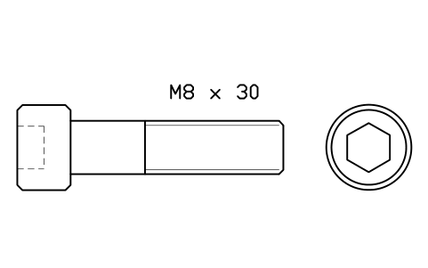 Socket head cap screw ISO 4762 M10 x 40 sembolünün önizlemesi, blok FAS_ISO4762_M10X40