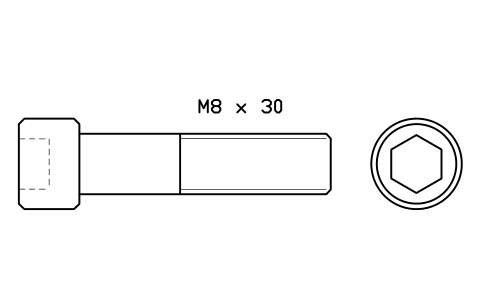 Socket head cap screw ISO 4762 M12 x 50 sembolünün önizlemesi, blok FAS_ISO4762_M12X50