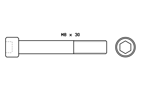 Socket head cap screw ISO 4762 M12 x 80 sembolünün önizlemesi, blok FAS_ISO4762_M12X80