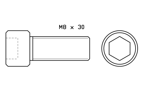 Socket head cap screw ISO 4762 M16 x 40 sembolünün önizlemesi, blok FAS_ISO4762_M16X40