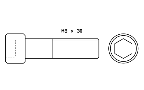 Socket head cap screw ISO 4762 M16 x 60 sembolünün önizlemesi, blok FAS_ISO4762_M16X60