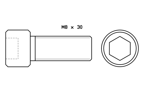 Socket head cap screw ISO 4762 M20 x 50 sembolünün önizlemesi, blok FAS_ISO4762_M20X50