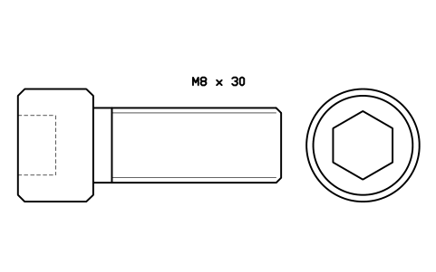 Socket head cap screw ISO 4762 M24 x 60 sembolünün önizlemesi, blok FAS_ISO4762_M24X60