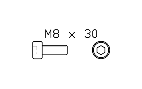 Socket head cap screw ISO 4762 M3 x 8 sembolünün önizlemesi, blok FAS_ISO4762_M3X8