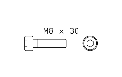 Socket head cap screw ISO 4762 M4 x 16 sembolünün önizlemesi, blok FAS_ISO4762_M4X16