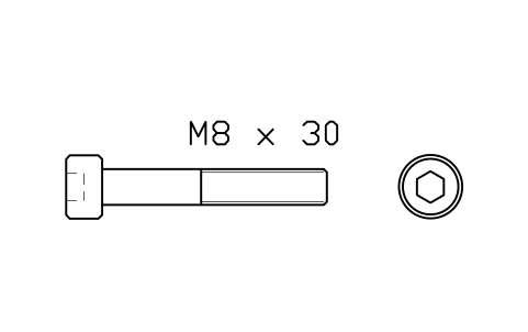 Socket head cap screw ISO 4762 M4 x 25 sembolünün önizlemesi, blok FAS_ISO4762_M4X25