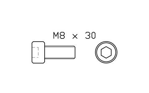 Socket head cap screw ISO 4762 M5 x 12 sembolünün önizlemesi, blok FAS_ISO4762_M5X12
