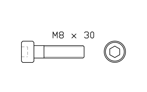 Socket head cap screw ISO 4762 M5 x 20 sembolünün önizlemesi, blok FAS_ISO4762_M5X20