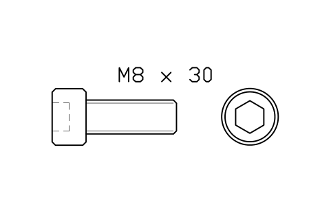 Socket head cap screw ISO 4762 M6 x 16 sembolünün önizlemesi, blok FAS_ISO4762_M6X16