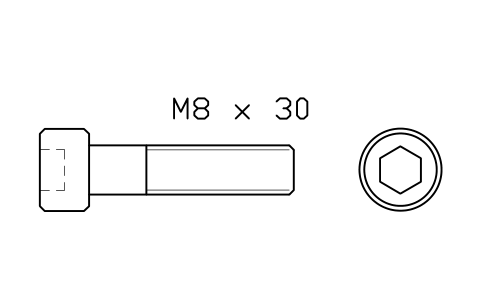 Socket head cap screw ISO 4762 M6 x 25 sembolünün önizlemesi, blok FAS_ISO4762_M6X25