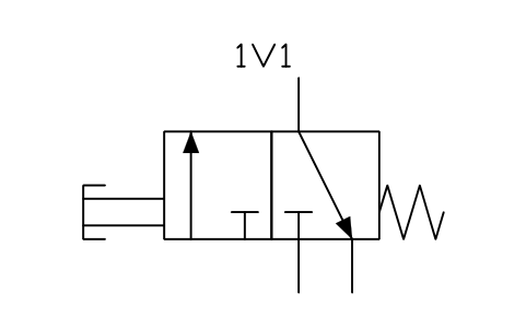 3/2 valve, NC, push button sembolünün önizlemesi, blok FPW_V32_NC_PUSH