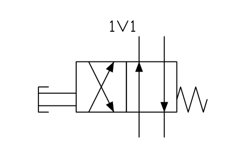 4/2 valve, button, spring sembolünün önizlemesi, blok FPW_V42_PUSH