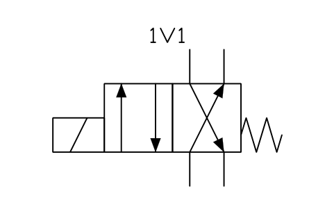 4/2 valve, solenoid, crossed sembolünün önizlemesi, blok FPW_V42_SOL_X