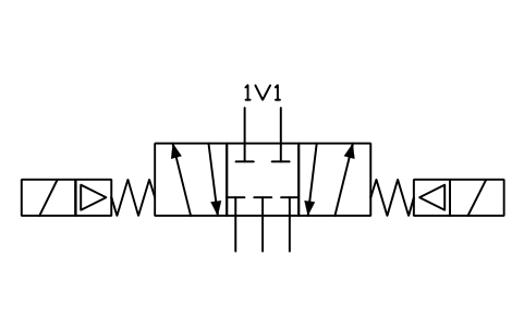 5/3 valve, closed centre sembolünün önizlemesi, blok FPW_V53_CLOSED