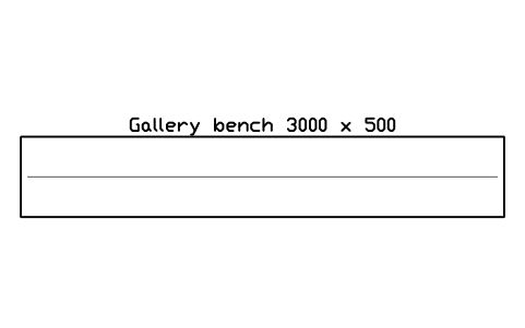 Preview of the Gallery bench 3000 x 500 symbol, block GAL_BENCH_3000
