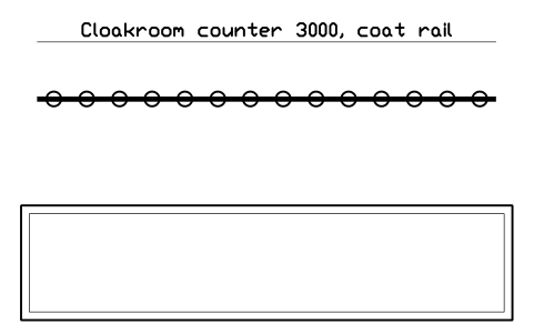 Preview of the Cloakroom counter 3000, coat rail symbol, block GAL_CLOAK_COUNTER