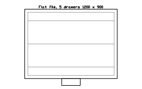 Preview of the Flat file, 5 drawers 1200 x 900 symbol, block GAL_FLAT_FILE_5