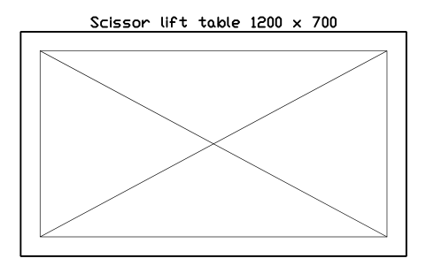 Preview of the Scissor lift table 1200 x 700 symbol, block GAL_LIFT_SCISSOR