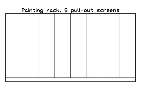 Preview of the Painting rack, 8 pull-out screens symbol, block GAL_RACK_PAINTING_2000