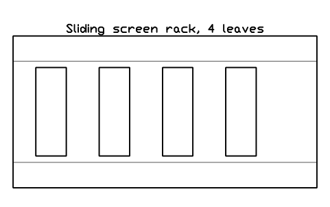 Preview of the Sliding screen rack, 4 leaves symbol, block GAL_RACK_SLIDING_4